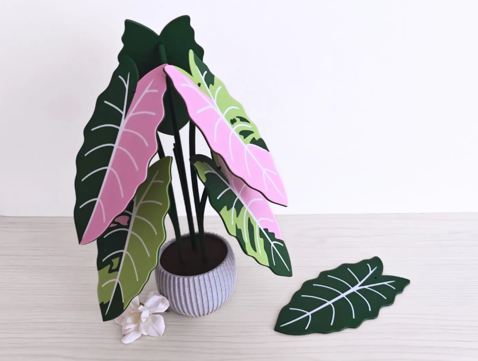 alocasia chantrieri roślina 3d z podkładkami pod kubki alocasia chantrieri roślina 3d z podkładkami pod kubki