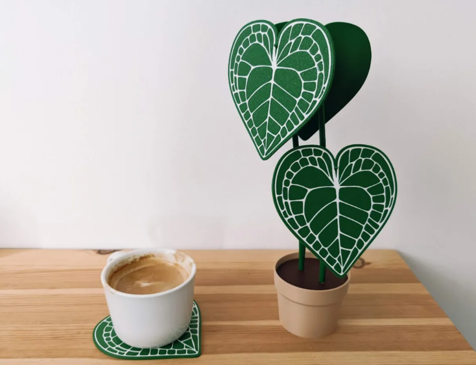 anthurium clarinervium roślina 3d z podkładkami pod kubki anthurium clarinervium roślina 3d z podkładkami pod kubki